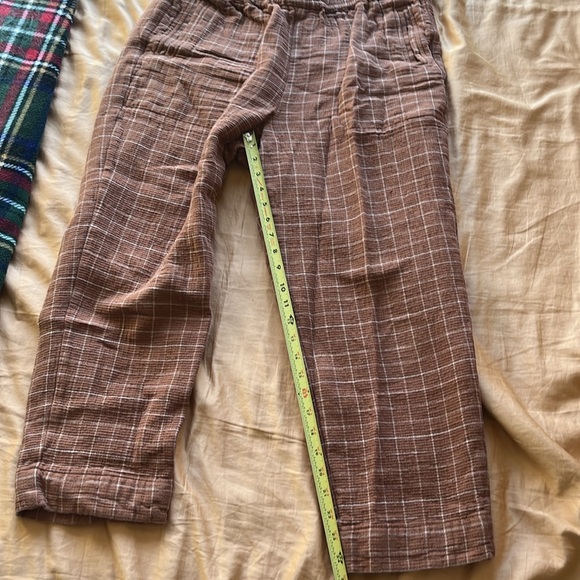 madewell orange and white windowpane pull on pants size tall long - Picture 5 of 6